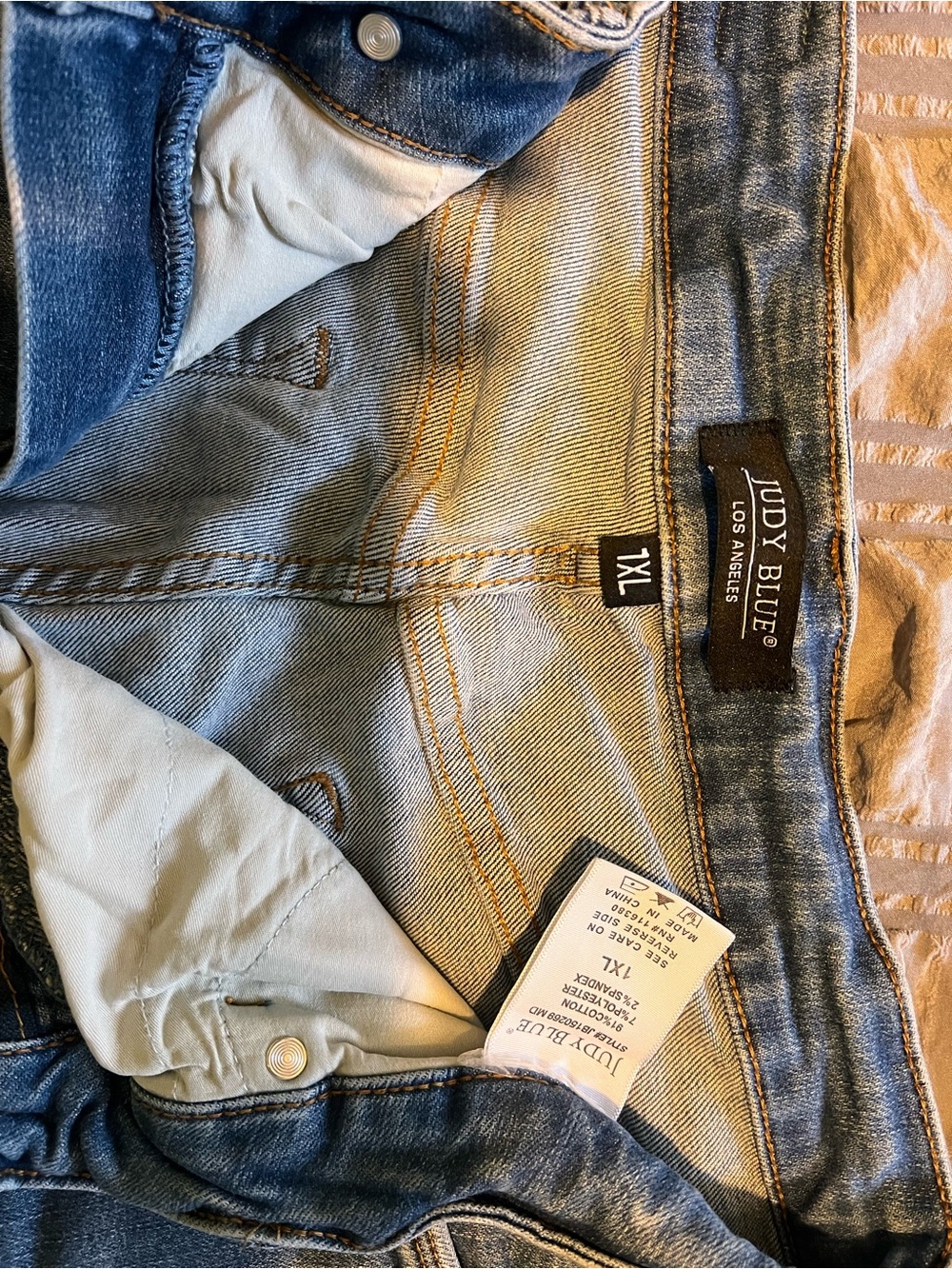 Judy Blue Light to Medium Blue Wash Denim Bermuda with tummy control.